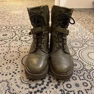 Olive Lace-Up Combat Boots